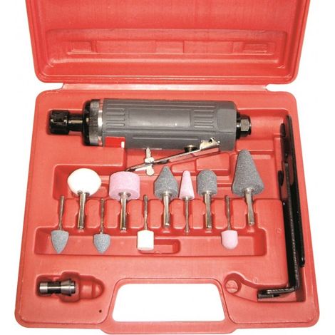 Meuleuse droite pneumatique UT8720BKX + coffret 10 meules Cedrey (1/3)