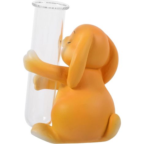 Vase Hydroponique Verre Transparent avec Sculpture Lapin Décoration de Bureau Polyvalente Support Fleurs et Plantes pour Intérieur Moderne (1/5)