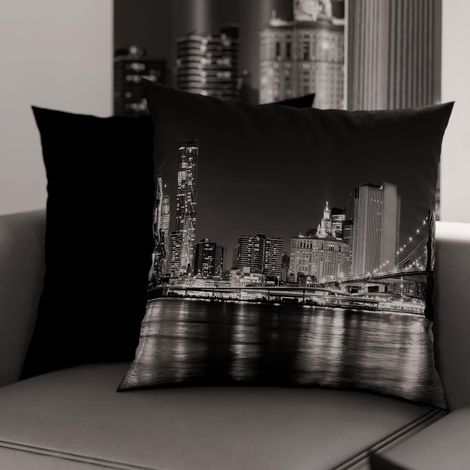 Lot de 2 Taies d'Oreillers 30x30 cm 100% Microfibre Hypoallergénique, Housse Oreiller Rectangulaire City Blanc Noir, Paquet de 2 (1/3)
