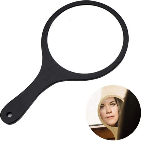 Miroir à main avec manche en bois, miroir rond en bois, miroir rond en bois pour salon de coiffure, miroir de maquillage pour le maquillage, la coupe de cheveux, le rasage, les soins du visage en salo (1/5)