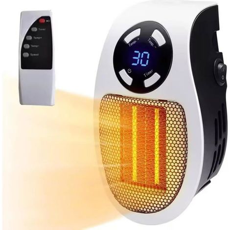 Radiateur Soufflant - 500 W - Céramique - Thermostat Réglable - Minuterie Intégrée - Pour Salon Chambre Bureau - 1 Pièce (1/4)