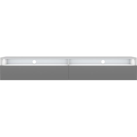 Selsey REDNAW - TV-Schrank / TV-Board stehend / hängend, 180 cm breit  (Weiß Matt / Grau Hochglanz mit LED) (1/4)