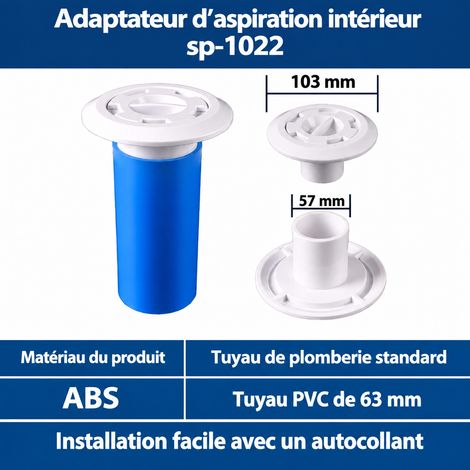 Buse refoulement prise balai piscine SP-1022 spécification DN63 57 ABS 10,3 × 10,3 × 51,5 cm 100 g – Livraison gratuite