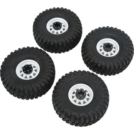 pneus de 1,9 pouce avec moyeu à 10 trous, motif gravier irrégulier, pour modèles de voitures RC SCX10 1/10, blancs. (1/5)