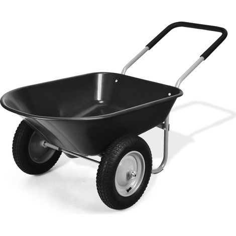 2 Tire Wheelbarrow Garden Cart Heavy-duty Dolly Utility Cart-Black (1/5)
