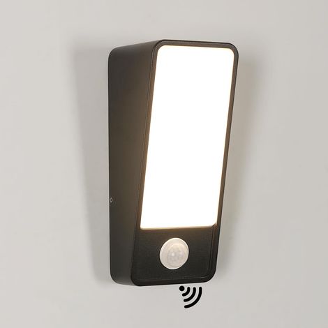Applique murale intérieure/extérieure 12 W avec détecteur de mouvement, IP65, en aluminium pour terrasses, garages et porches, lumière blanche chaude 3 000 K [Classe énergétique E]