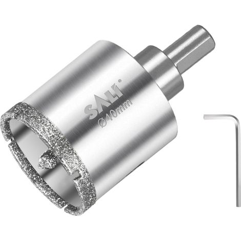 Mèche diamantée 40mm Scie cloche diamantée avec foret de centrage Mèche à verre à revêtement diamant 45 acier Couronne creuse à carrelage Pour percer dans la céramique (1/5)