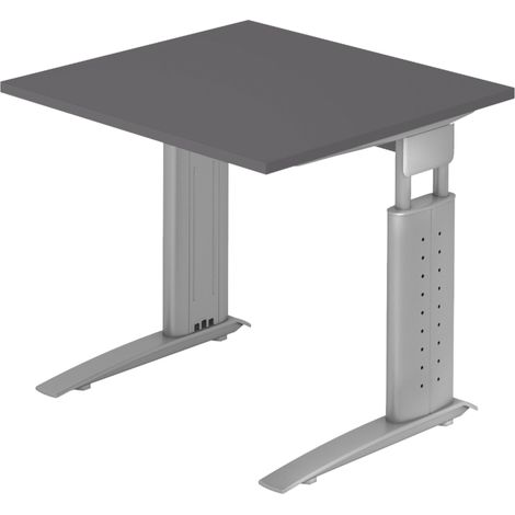 bümö Schreibtisch Serie-U Quadrat: 80 x 80 cm Graphit Silbergrau (1/5)