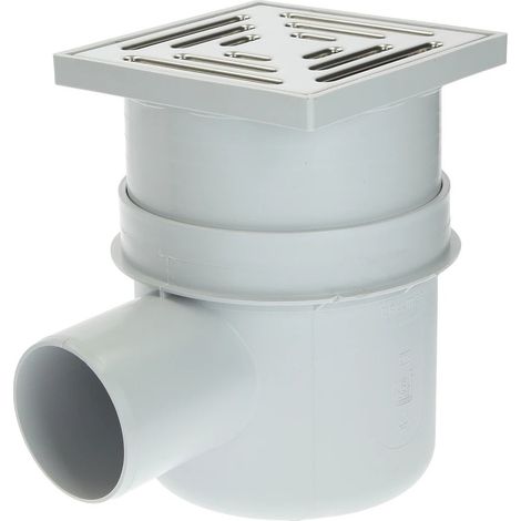Siphon de cave 150 x 150 mm horizontal DN75 avec grille inox