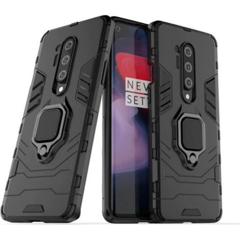 1 Coque de protection, support intégré, anneau métallique, pare-chocs en caoutchouc, polycarbonate rigide, pour OnePlus 8 Pro