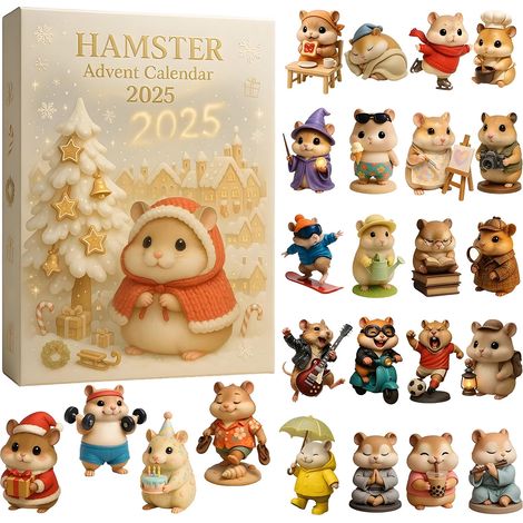 Calendrier De Lavent Pour Hamster - 24 Ornaments En Papier 2D - Décoration Arbre De Noël - Cadeau Pour Amoureux Des Animaux - Lot De 1