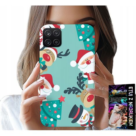 Custodia per Samsung Galaxy A22 5G - Babbo Natale, renne, pupazzo di neve, motivi natalizi (1/5)