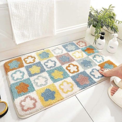 Tapis de bain mignon, tapis de douche doux et antidérapant en microfibre, adorable tapis de bain pour enfants, tapis absorbant à poils longs pour chambre, cuisine, 40 x 60 cm (1/5)