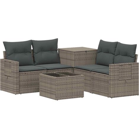 Ensemble de Canapés 6 pc Gris et Gris foncé vidaXL (1/5)