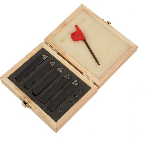 Jeu de 5 outils de tournage indexables 3/8 po en carbure cémenté pour tours d'usinage et de dressage (1/5)