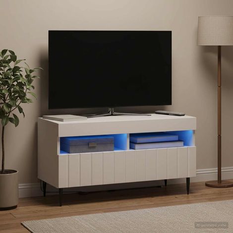 Beyamis Meuble TV LED en bois composite blanc (1/5)