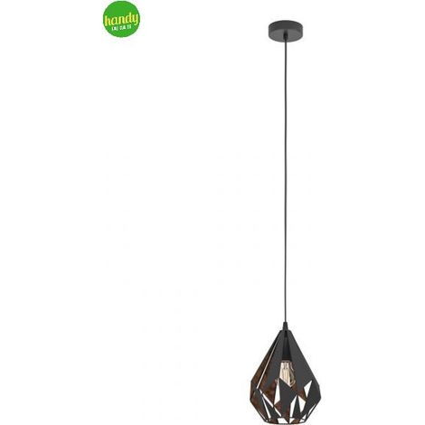 Lampadario A Sospensione Vintage Carlton 1 Grande Acciaio Nero Rame 1 Luce E27 (1/5)