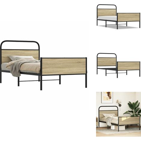 Cadre de lit sans matelas 100x200 cm chêne sonoma - Cadre De Lit - Cadres De Lit - Meuble De Chambre À Coucher - Lit (1/5)