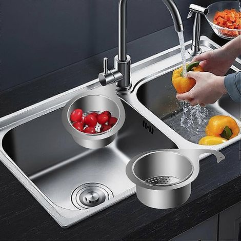 Panier-filtre d'évier en acier inoxydable en forme de cygne, idéal pour filtrer les déchets de cuisine et laver les fruits et légumes (petit format). (1/4)