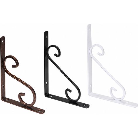 Support pour étagère décorative noire en fer forgé 230 × 160 mm, support mural robuste – LPP BA343SY Noir (1/4)