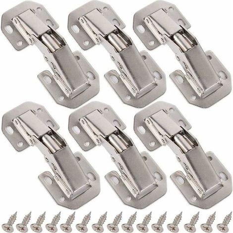 6Pcs Charnières Porte Placard, Charniere Porte Cuisine, 90°Charniere Meuble,Charnière Invisible, Faites Correspondre la vis , Convient aux portes D'armoires,Portes d'armoires de Bureau (1/5)