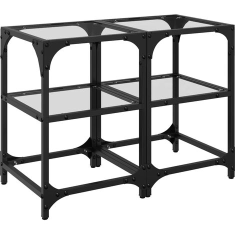 Tables basses avec dessus en verre transparent 2 pcs  Table de salon  Table de café acier (1/5)