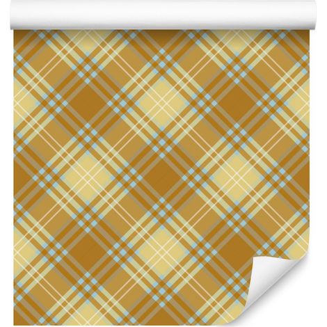 Tapete Gelb-blau kariert, gold, gelb und beige, 50 x 1000 cm (1/5)