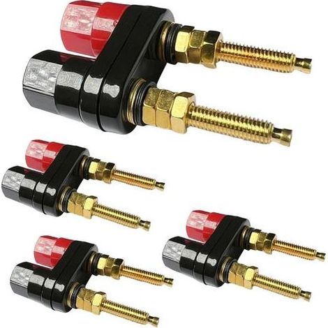 4 Pairs 2-voies Amplificateur de Puissance, Audio Fiche Prise Banane Femelle bornier haut parleur(Longueur 2,3inch)(Noir et Rouge) (1/5)
