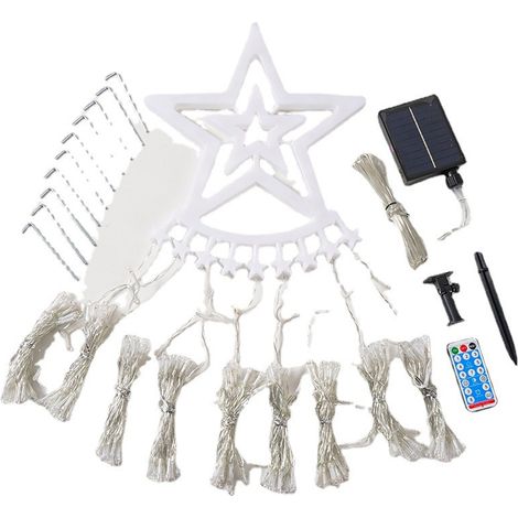 Rideau Lumineux avec Etoile, 350 LED Guirlande Lumineuse Sapin de Noel, 8 Modes D'eclairage, Decoration Noel Exterieur et Interieur (pentagramme, coloré)