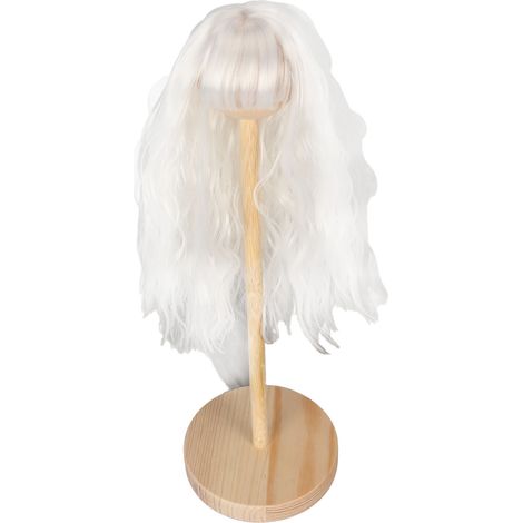 Hochtemperatur-Seidenperücke, lang, lockig, weiß, Lunar-Haar, für Puppen im Maßstab 1:6 (15,5–17 cm) (1/5)