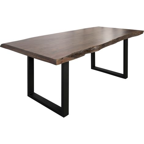 FREEFORM 5 Tavolo da pranzo in legno di acacia - laccato grigio /gambe in ferro - antracite mat 180x90x77 (1/3)