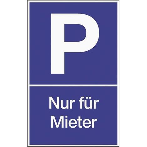 Parkplatzbeschilderung Parken für Mieter L250xB400 mm Kunststoff blau/weiß (1/3)