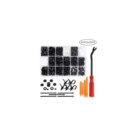 Kit de 415 rivets clips plastique noir/blanc, avec boîte et outil, pour voiture –