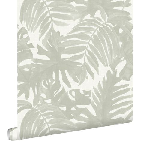 papier peint feuilles tropicales gris clair - ESTAhome (1/5)