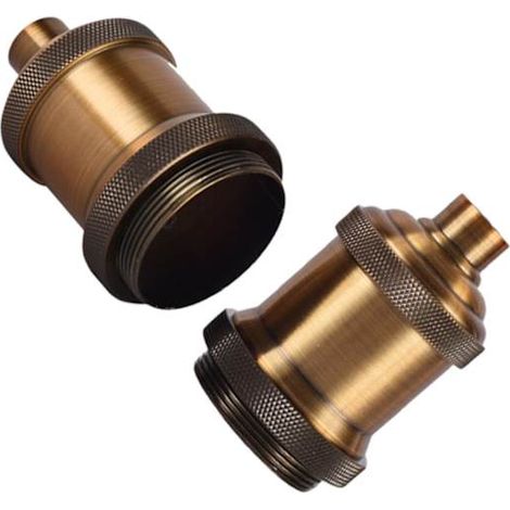 Lot de 2 douilles simples E27, design vintage, vis en aluminium. Faciles à monter et à démonter. Parfaitement compatibles avec une salle à manger. (1/5)