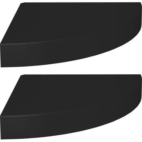 Étagères d'angle flottantes 2 pcs Noir 25x25x3,8 MDF (1/5)