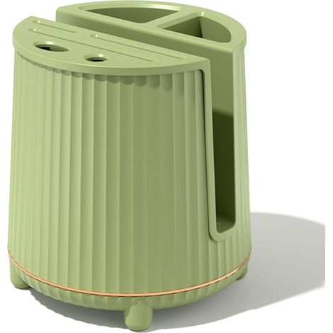 Porte-couteaux rotatif multifonction avec planche à découper intégrée, rangement pour couteaux et baguettes, grande capacité, étagère verte avocat. (1/5)