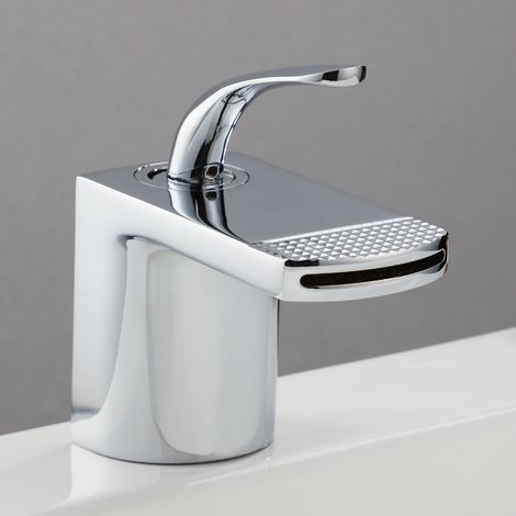 Wasserfall-Waschtischarmatur für Badezimmer, Warm- und Kaltwasser, kreative weiße Badezimmerarmatur, Silber (1/5)
