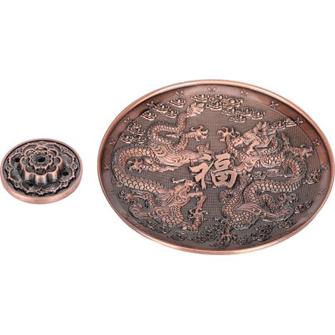 Porte-encens double dragon en alliage de zinc, platine de brûlage pour déco maison et culte (1/5)