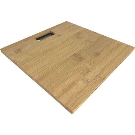 Digitale Personenwaage aus Bambusholz 30x30cm Körperwaage LCD-Display bis 120kg (1/3)