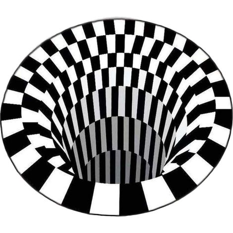 Couverture ronde à effet 3D, noir et blanc, pour salon ou chambre, 100 x 100 cm (1/5)
