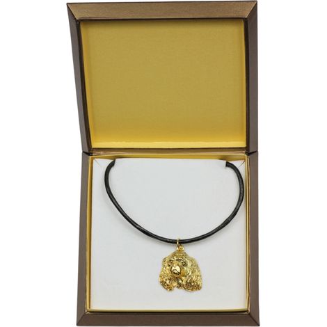 Collana con ciondolo a forma di cane Cavalier King Charles Spaniel I in confezione regalo, ciondolo placcato oro per gli amanti dei cani, gioiello di grande effetto firmato Art-Dog. (1/5)
