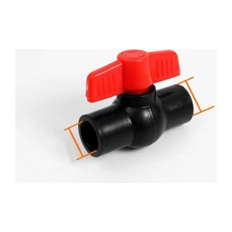 PVC-Kugelhahn in U-Form zum Aufkleben mit 2 Klebemuffen für 32 mm Rohre.