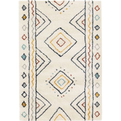 Ralph Berber pattern cream, blue and orange indoor rug 160x230cm