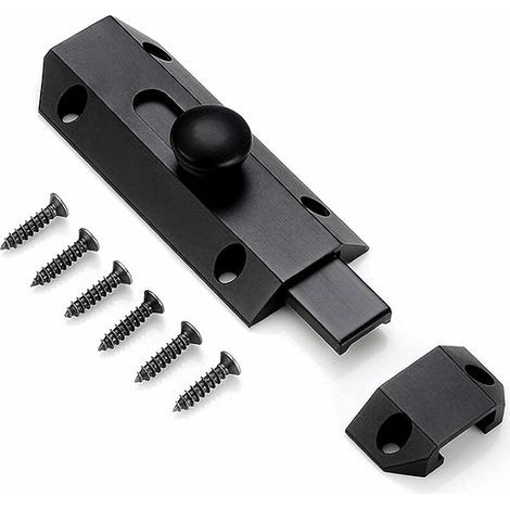 1 loquet de verrouillage de sécurité avec boulon en laiton épais pur, loquet de porte robuste, noir (1/5)