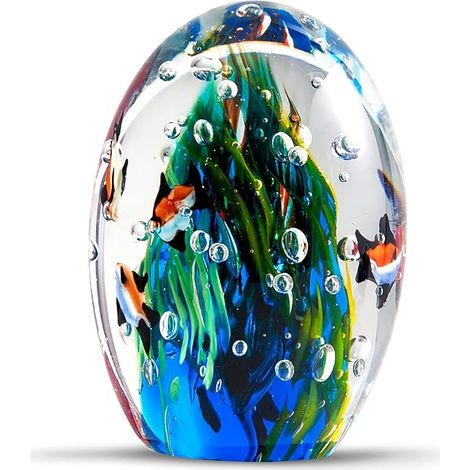 Monde Sous-Marin en Verre Soufflé à la Main Presse-Papier pour Bureau, Décoration d'Intérieur, Objet de Collection, Décoration d'Aquarium, Amateurs de l'Océan (1/5)