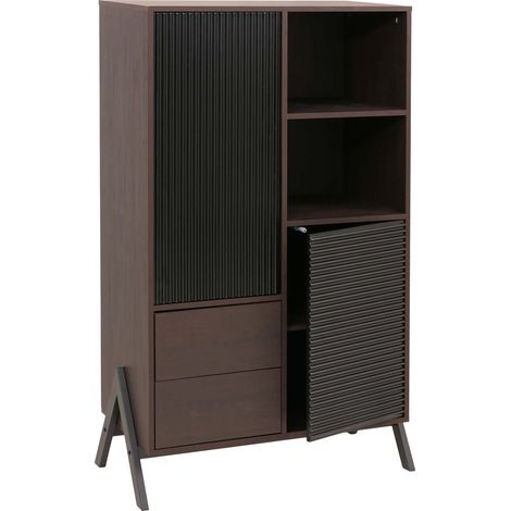 Armoire haute HWC-O40 armoire haute avec portes compartiments de rangement tiroirs MDF métal mélamine 138 x 79 x (1/5)