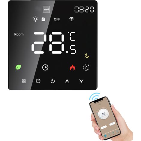 Thermostat tactile Wi-Fi Tuya, commande vocale, programmable, chauffage au sol eau 3A (IP20) (1/4)