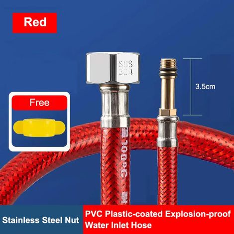 (Bleu, 80 cm) Revêtement en PVC, tuyau tressé en acier inoxydable, tuyau d'arrivée d'eau