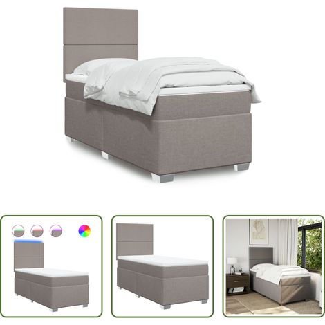 vidaXL Surmatelas - Sommier à lattes de lit avec matelas Taupe 90x200 cm Tissu (1/5)